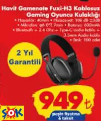 HAVİT GAMENOTE FUXİ-H3 KABLOSUZ GAMİNG OYUNCU KULAKLIĞI